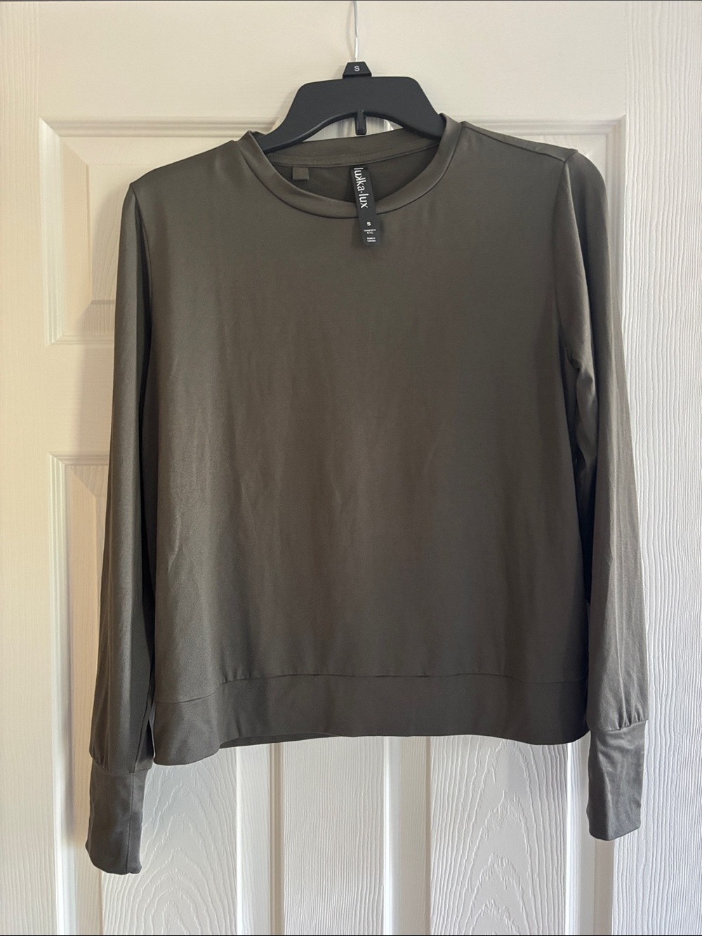 Olive Long Sleeve Crew Neck Top